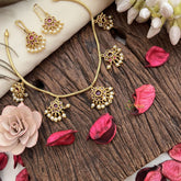 Vriksham Designer Floral Five Pendant Neckpiece-Red-G19235